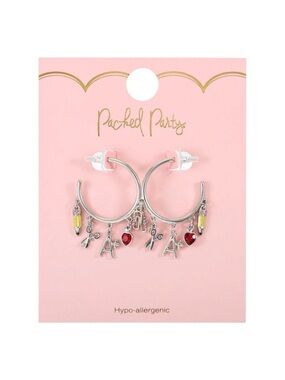 Packed Party Teacher Back To School Charm Hoop Earrings - NWT